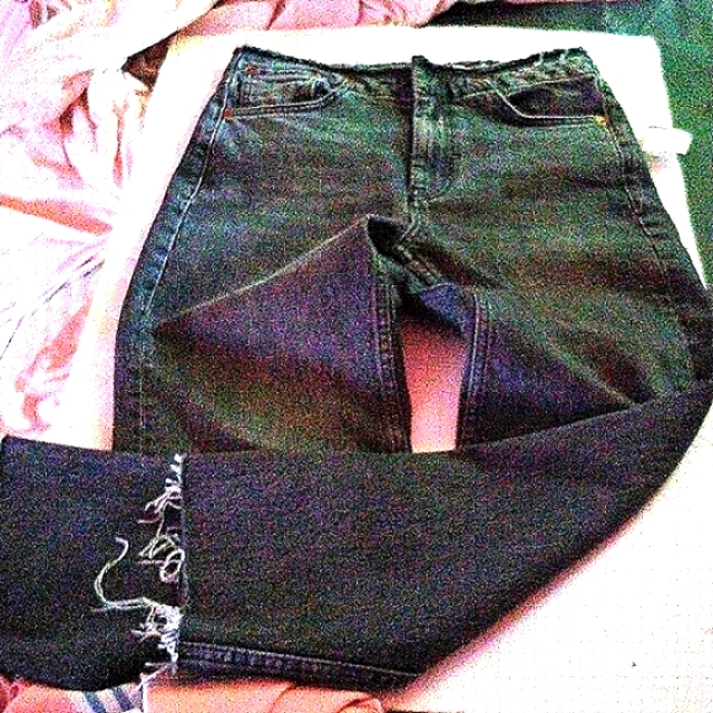 Topshop straight leg raw hem jeans